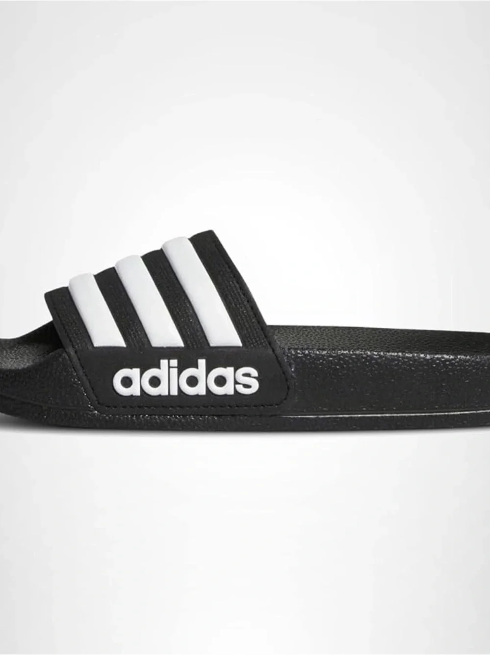 BRAND NEW! Kids adidas Black and White Slide with Three-Stripe Strap - size 2